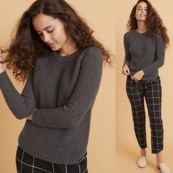 Marine Layer Delaney waffle knit gray sweater pullover wool - Picture 8 of 9